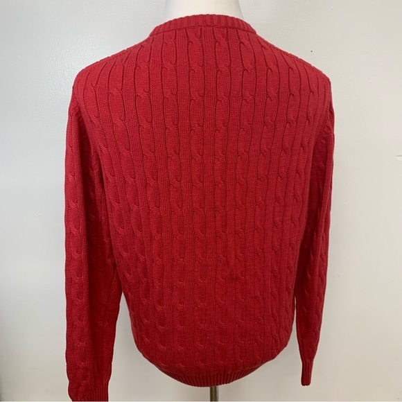 Jos A Bank Chunky Crew Neck Sweater Men Medium Red 100% Cotton Business Casual - Picture 5 of 10
